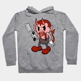 Cute Devil with Razor Creepy Cute Vintage Cartoon Kawaii character. Great gift for those who love vintage cartoons and animation Hoodie